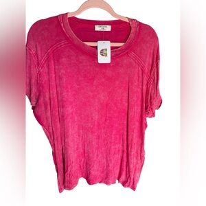 Zenana Outfitters Fuchsia Ribbed Tee